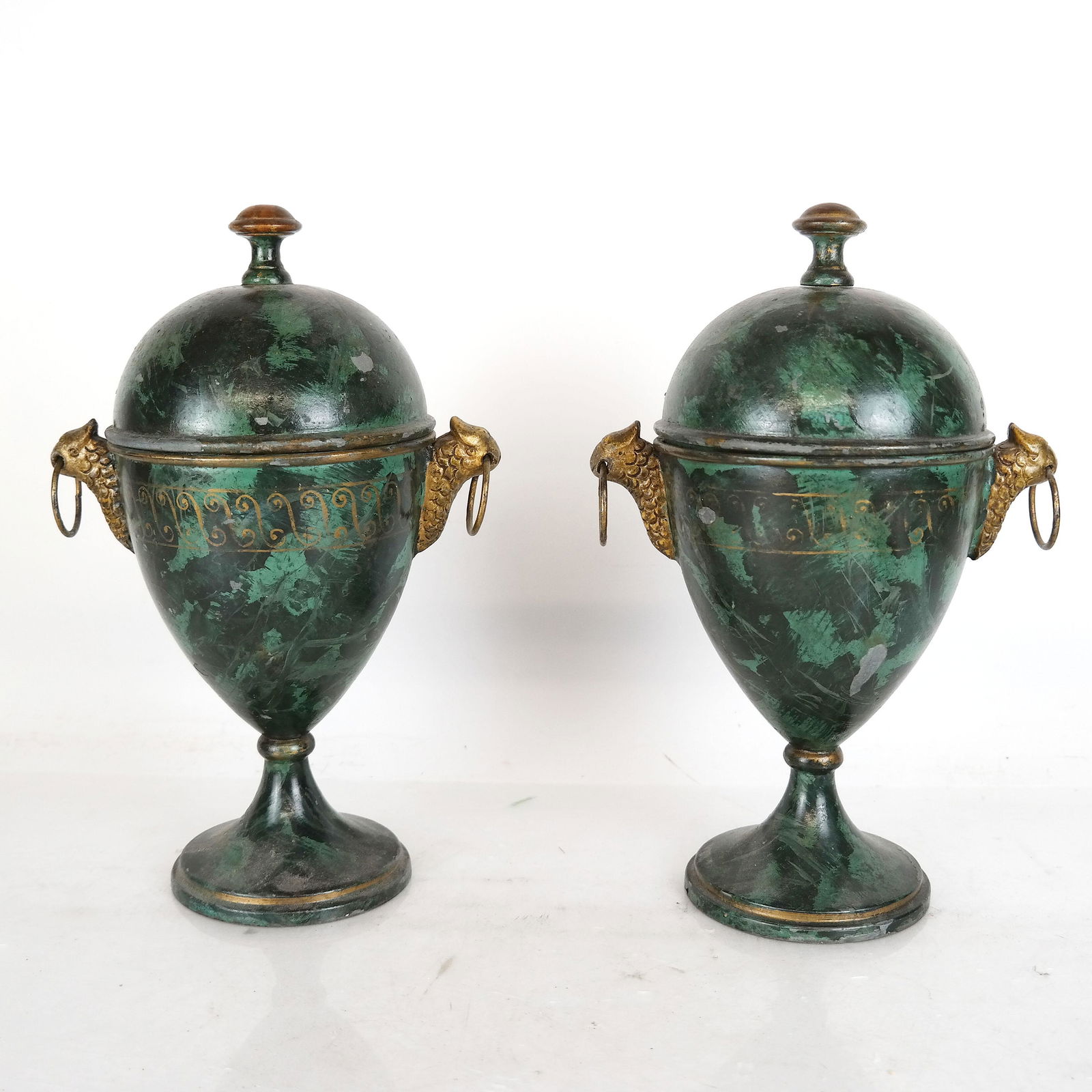 Pair of Covered Decorated Urns (1 of 5)