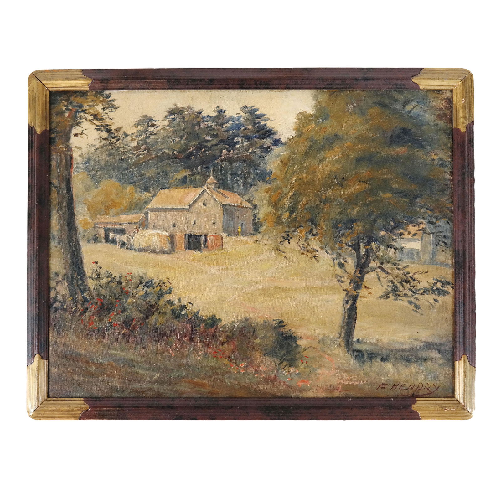 F. HENDRY: Landscape and Farmhouse - Painting (1 of 8)