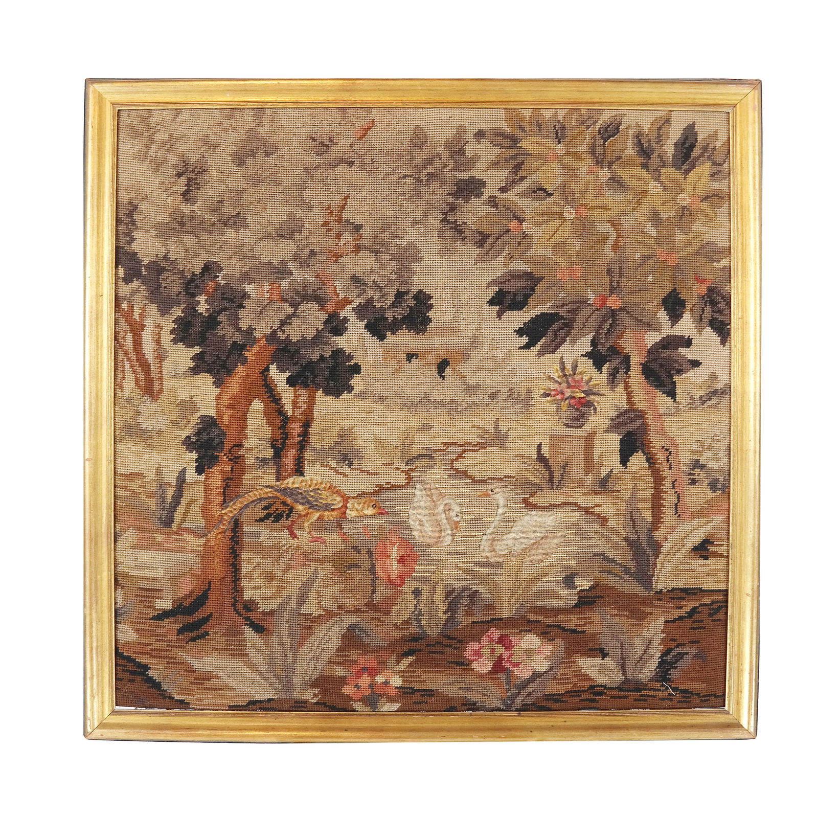 Framed Needlepoint of Landscape with Birds (1 of 7)