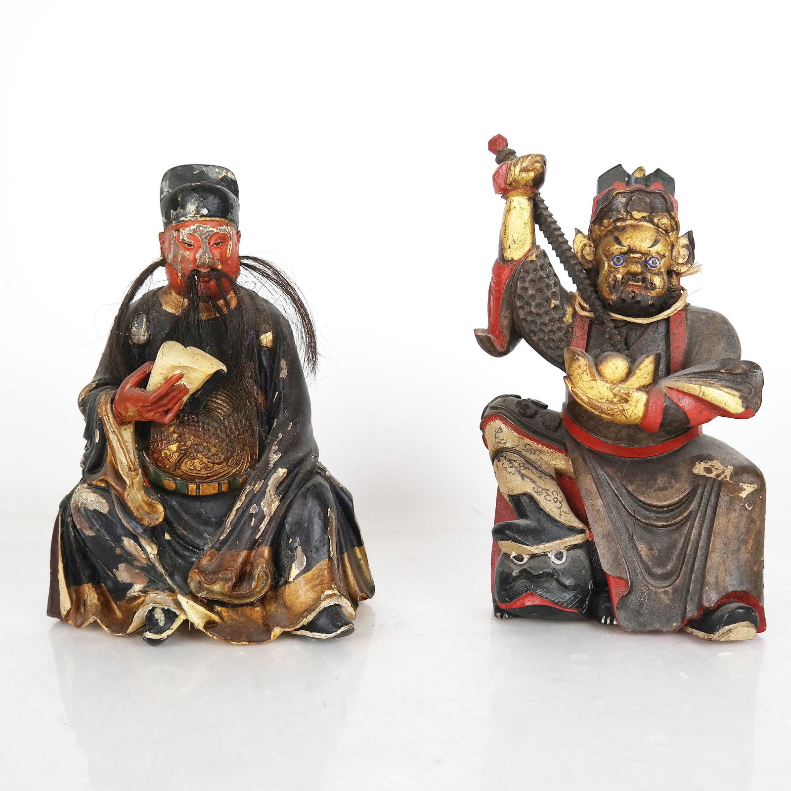 Pair Painted and Carved Chinese Figures (1 of 10)