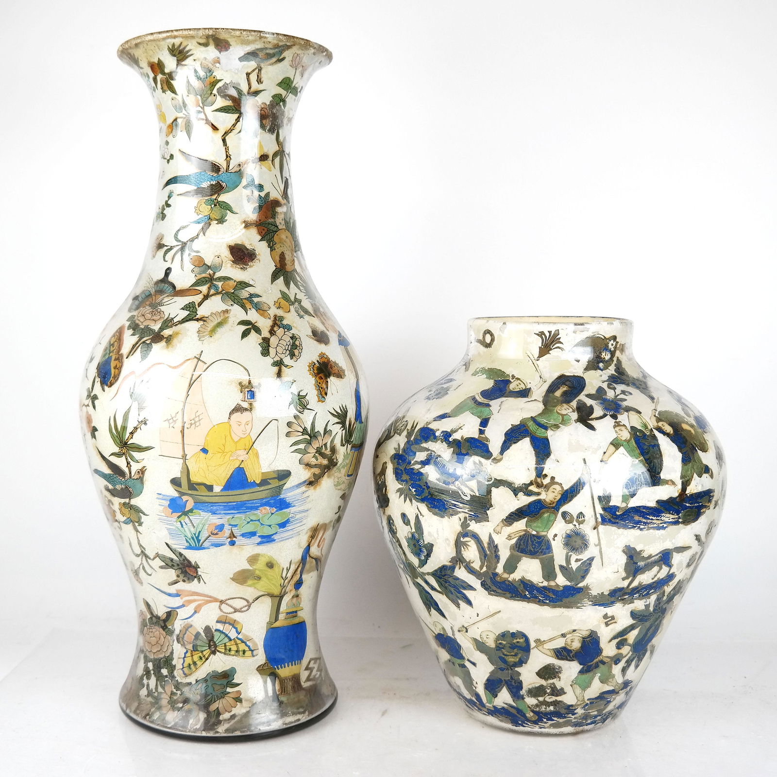 Two Eglomise / Decalcomania Glass Vases (1 of 15)