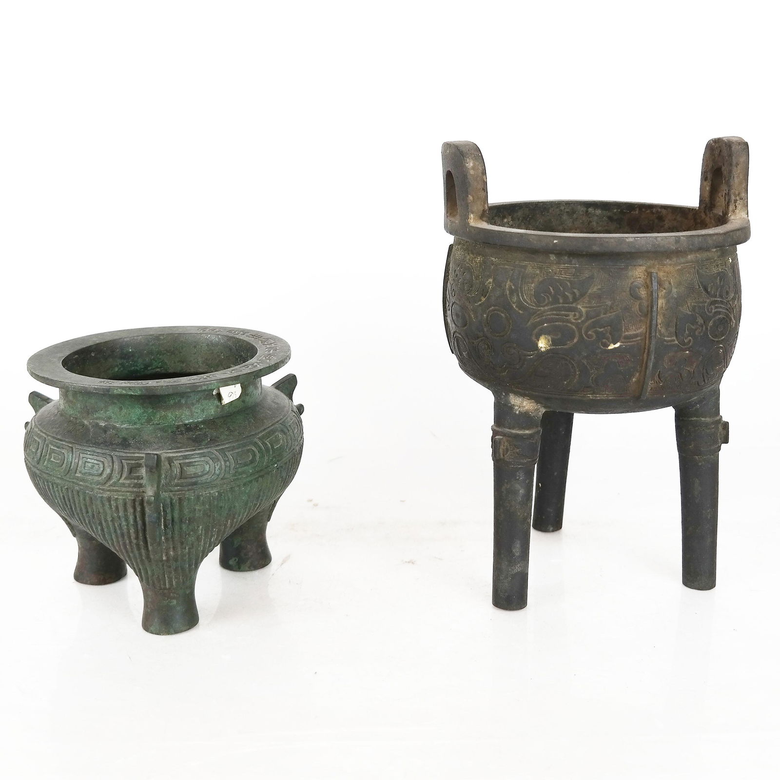 Lot of Two Antique Chinese Iron Censers (1 of 12)