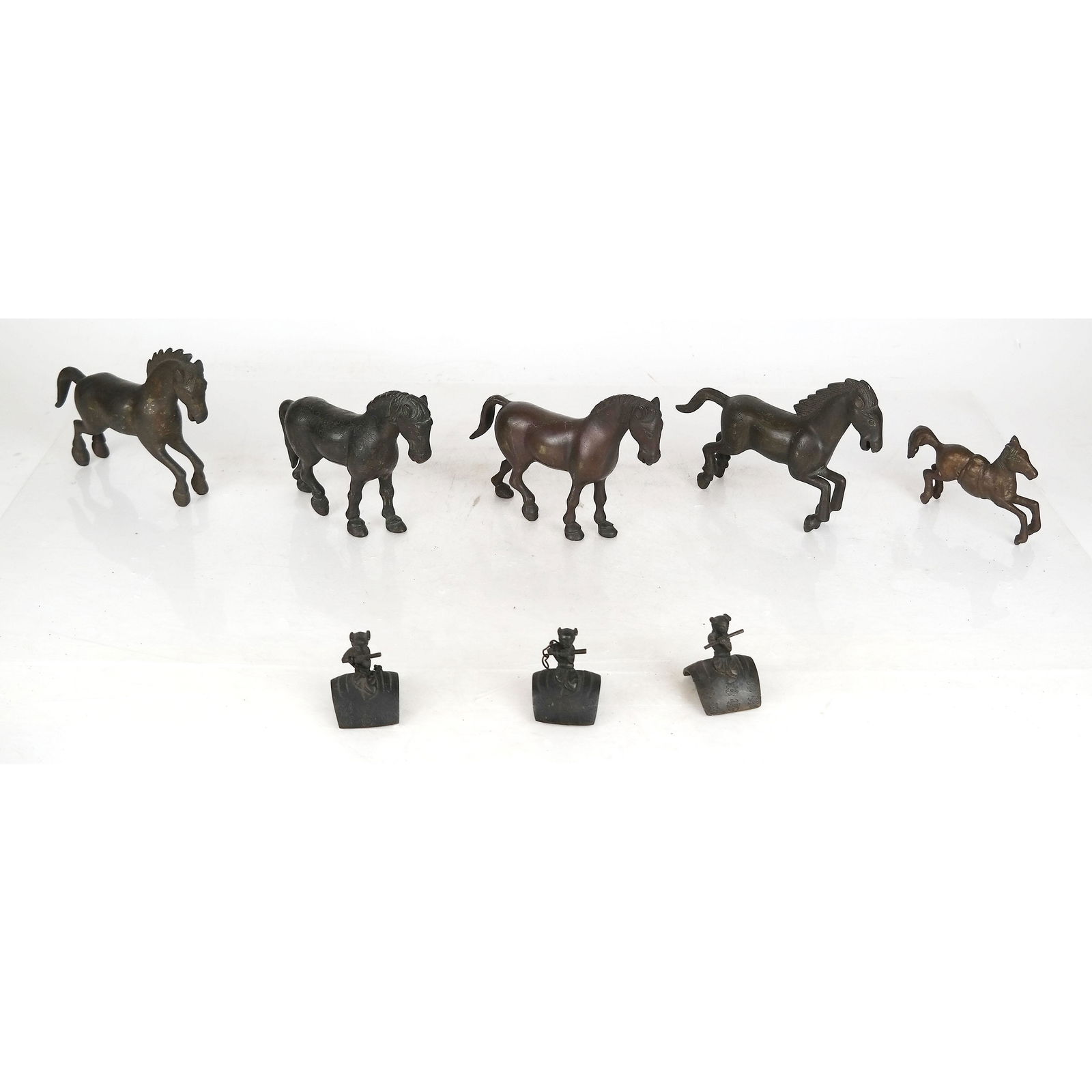 Lot of 5 Chinese Iron Horse Figurines (1 of 9)