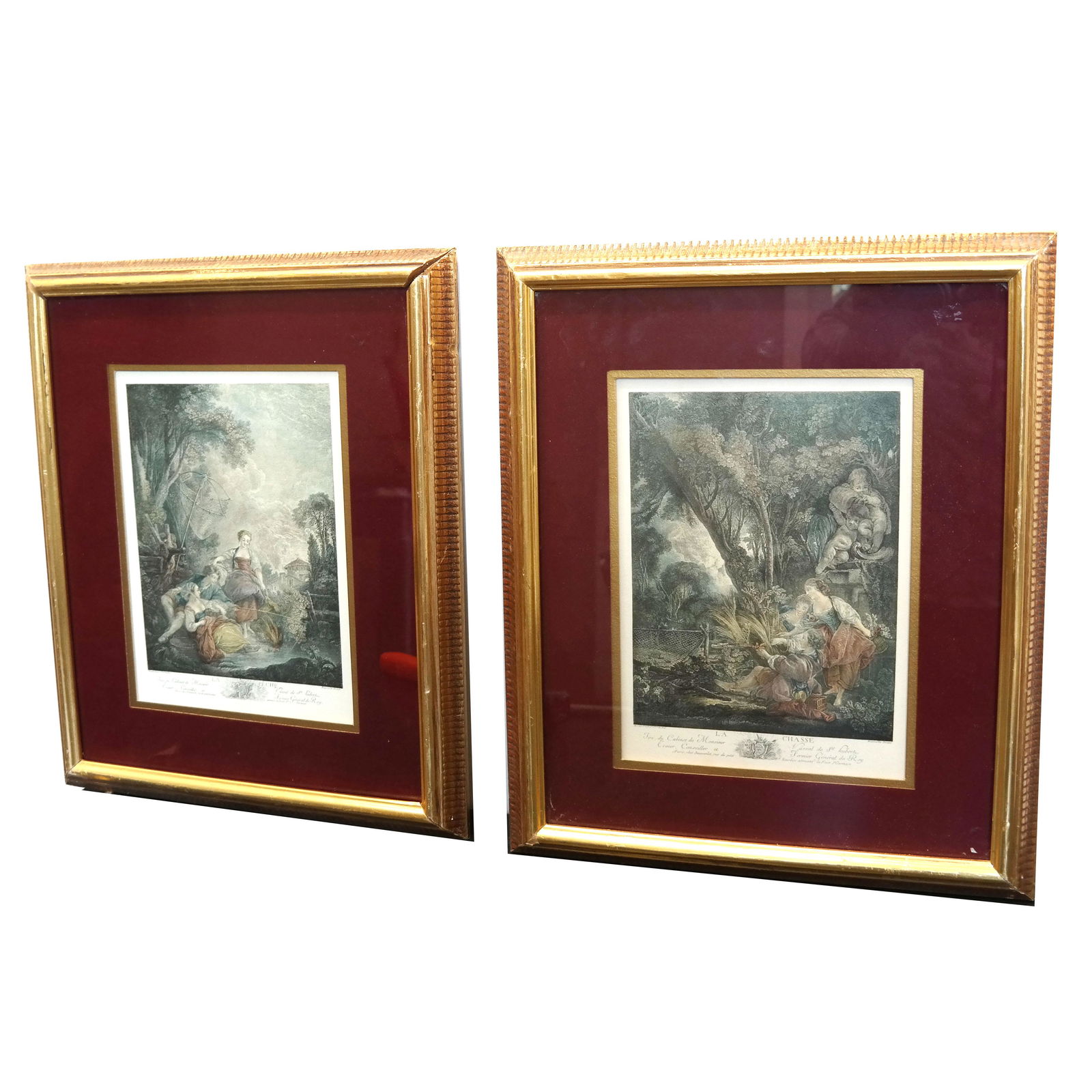 Pair Hand Colored French Prints (1 of 8)