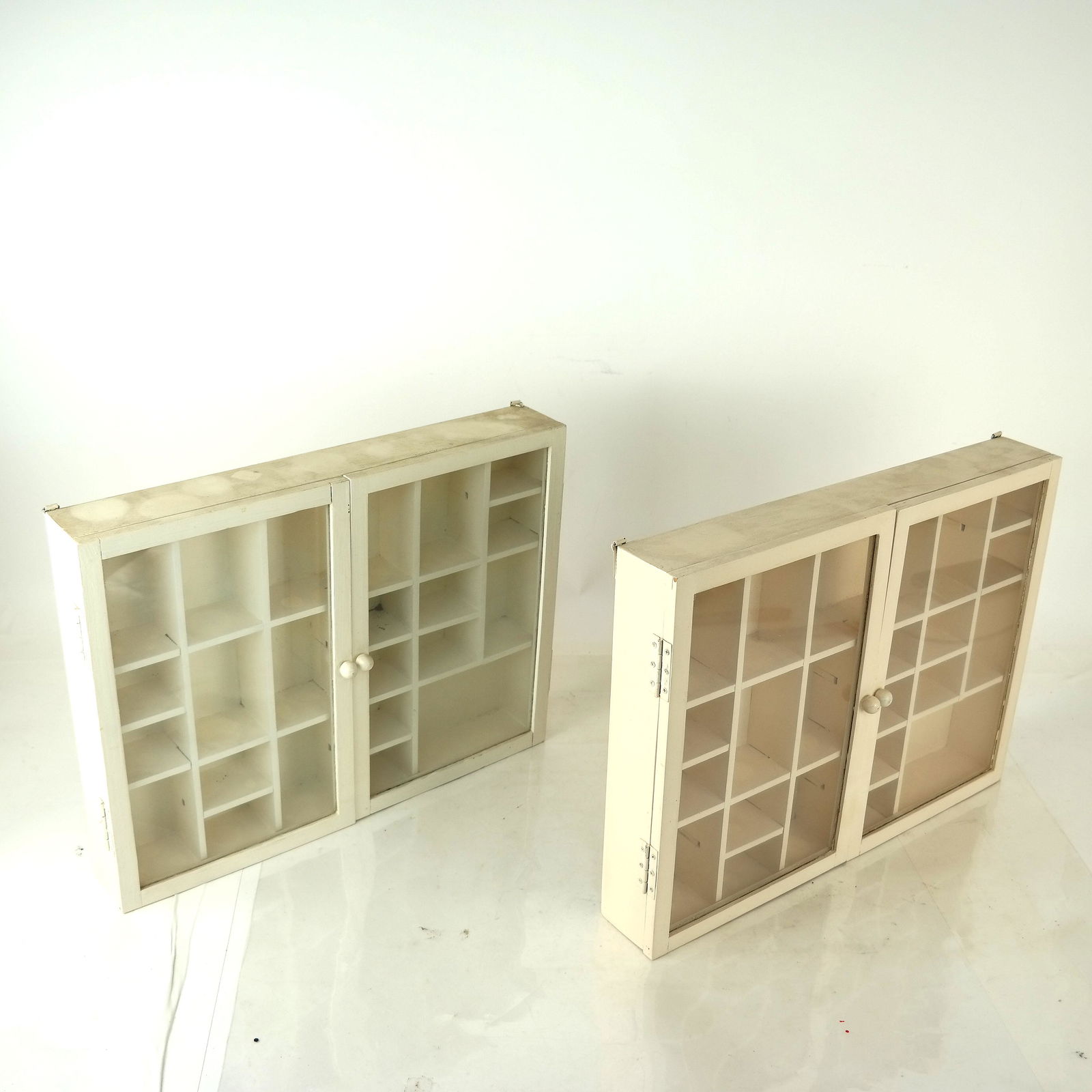 Pair Hanging Display Cabinets (1 of 9)