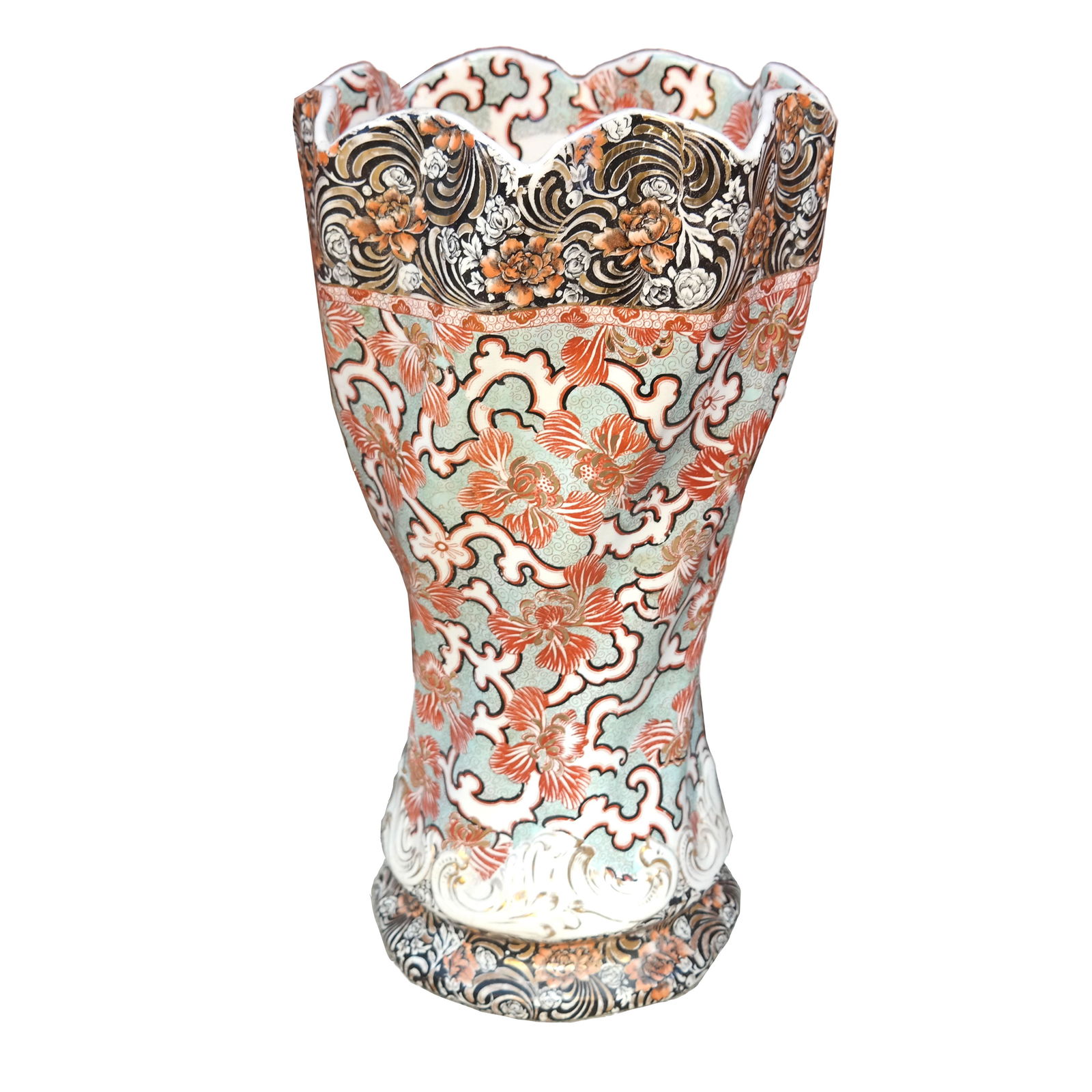 Large Chinese Polychrome & Gilt Vase (1 of 6)