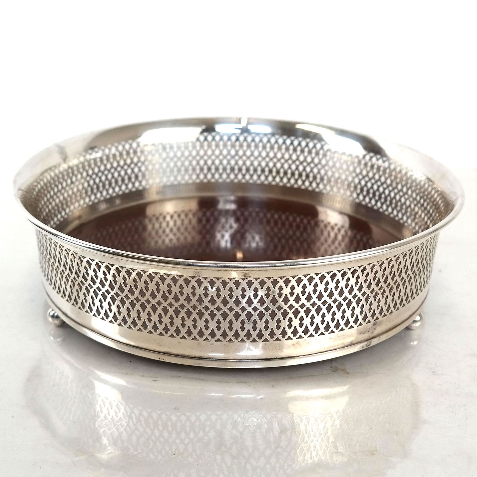 Silver Plate Galleried Large Coaster (1 of 7)