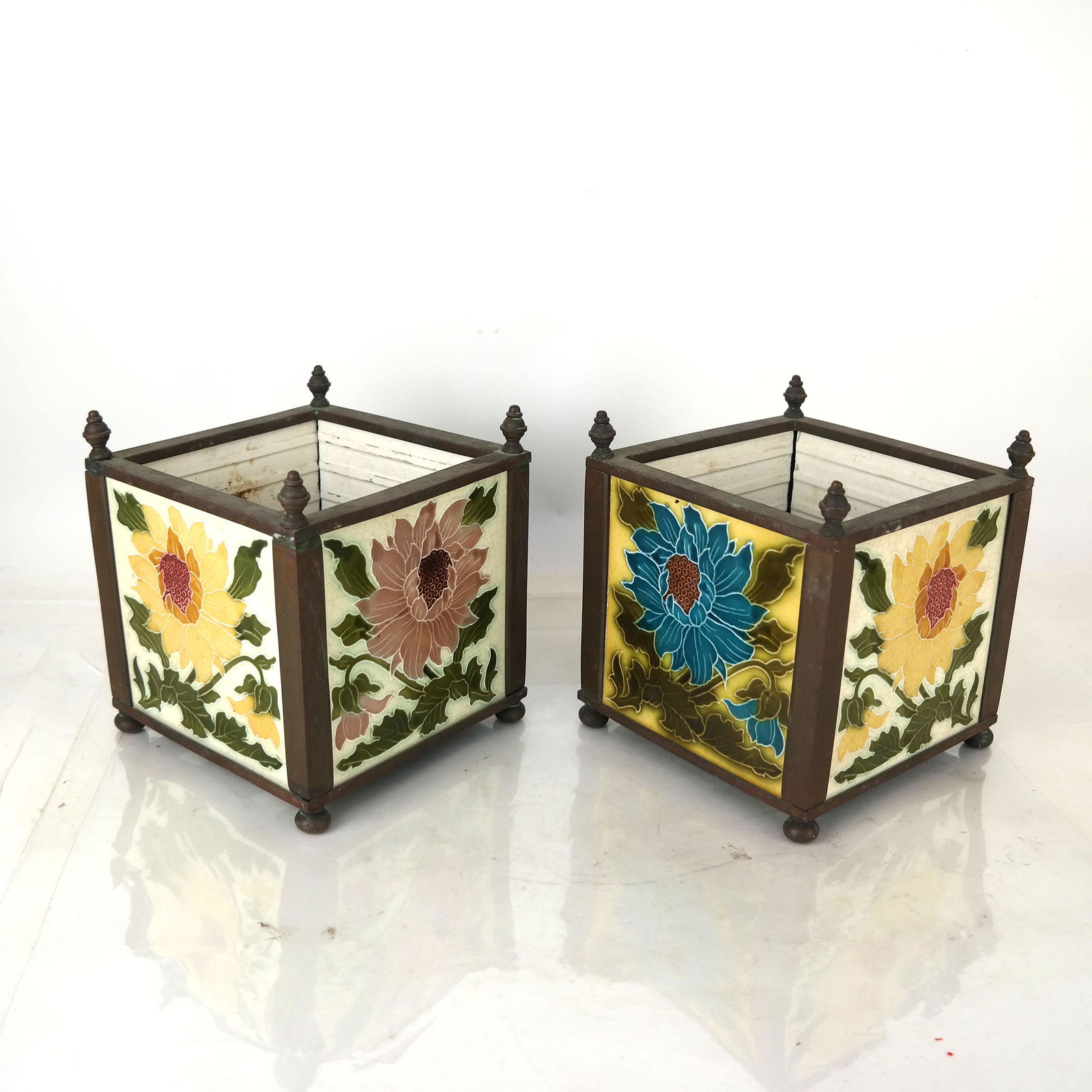 Pair French Tile Planters (1 of 9)