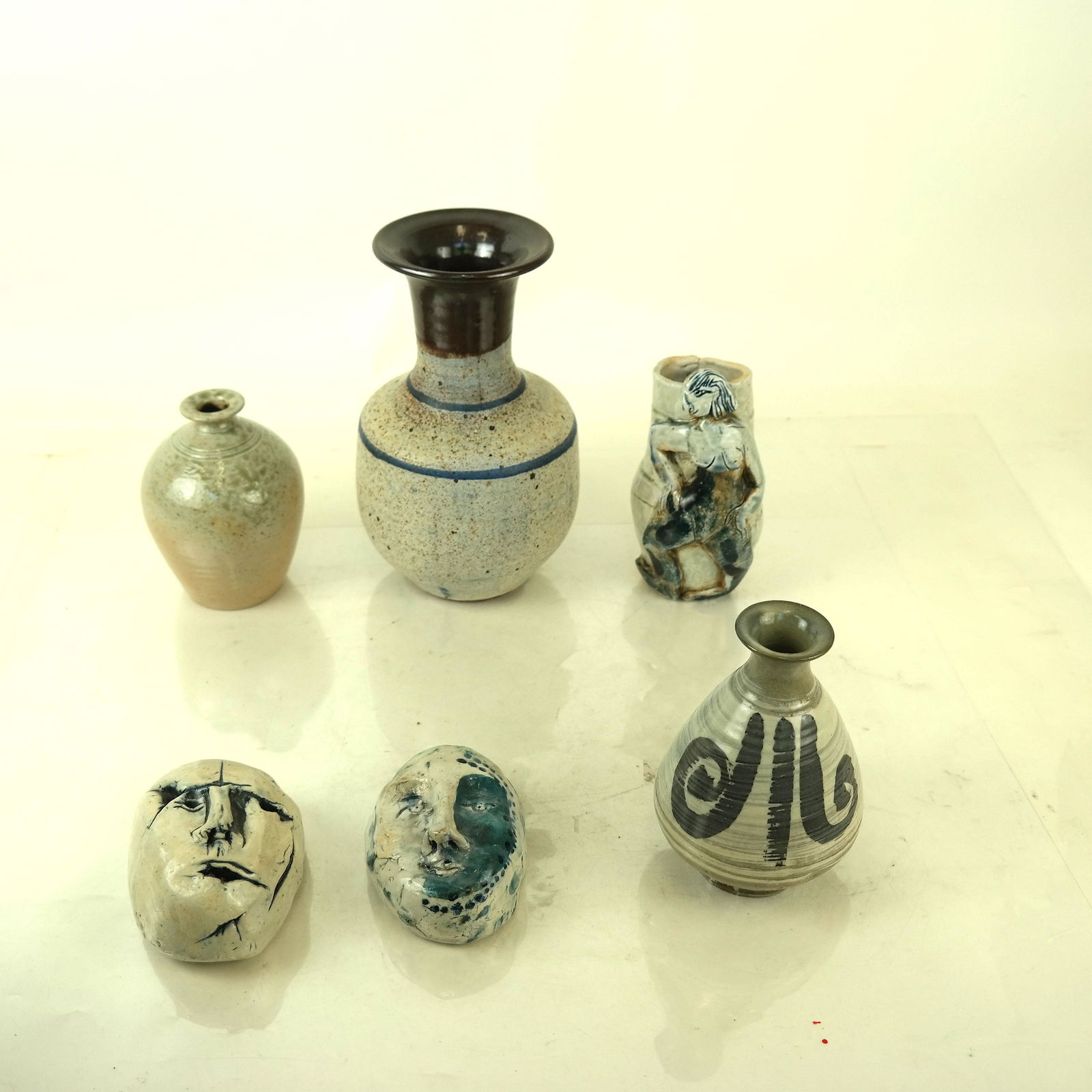 Six Mid-Century Ceramic Vases and Faces (1 of 11)