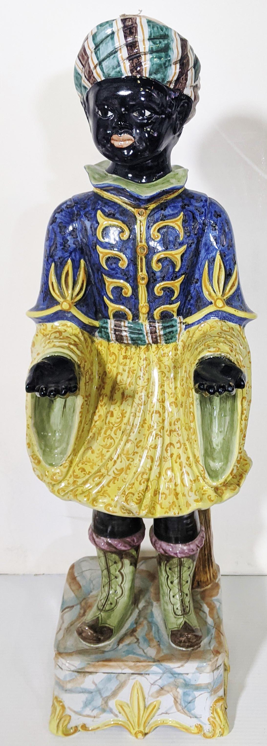 Italian Faience Ceramic Blackamoor Statue (1 of 8)