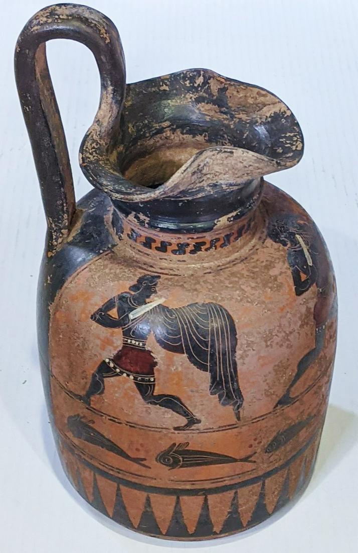 Antique Etruscan Black-Figure Pottery Jug (1 of 9)
