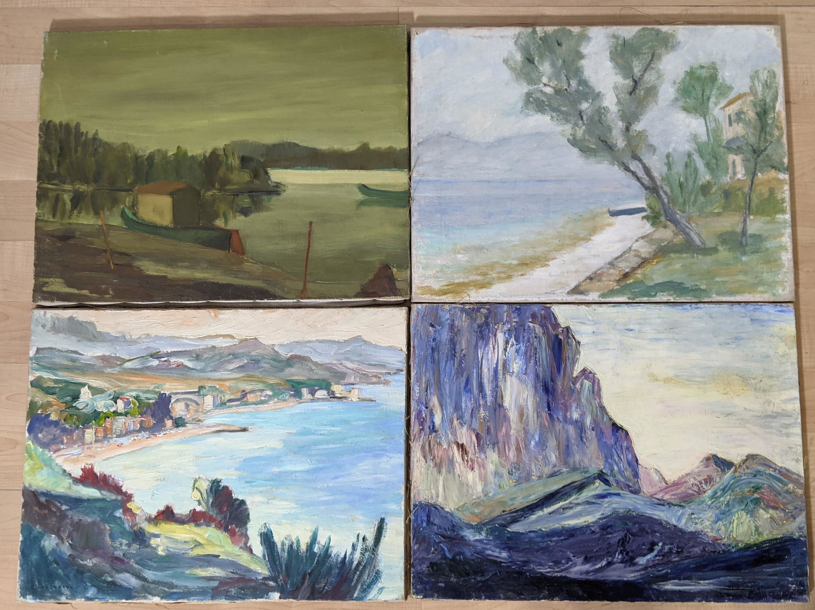 Set of 4 O/C Seascape & Landscape Paintings by (1 of 8)
