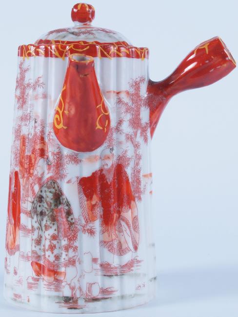 Antique Japanese Satsuma Sake Pot: An antique Japanese Porcelain Satsuma Pot good for usage for milk or even sake. Circa the late Meiji Period (1890-1910), signed by the maker, in good condition. Features a removable top with air vents