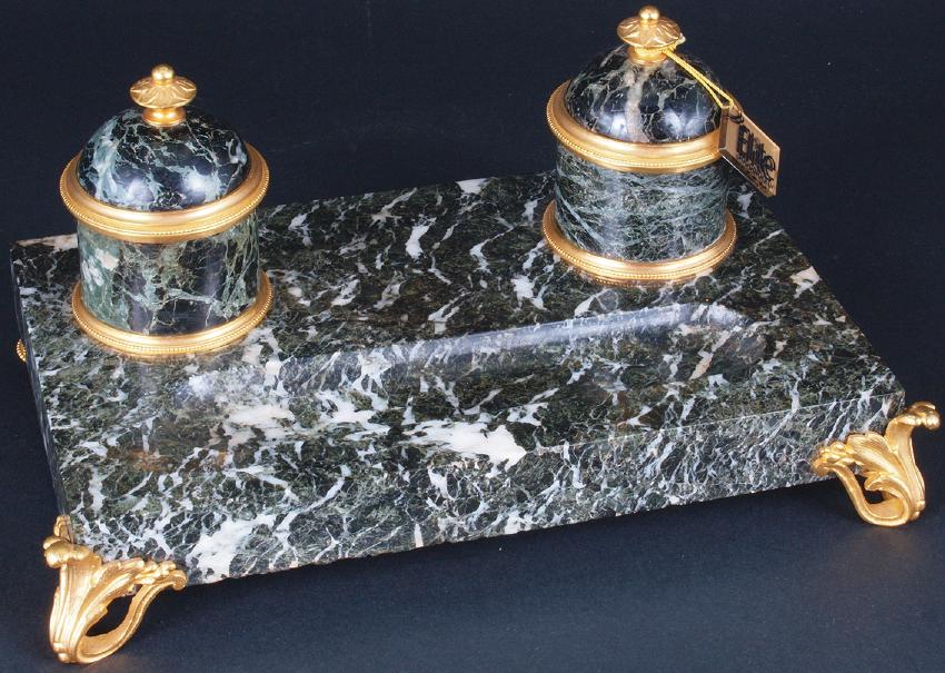 Antique French Marble and Bronze Inkwell (1 of 10)