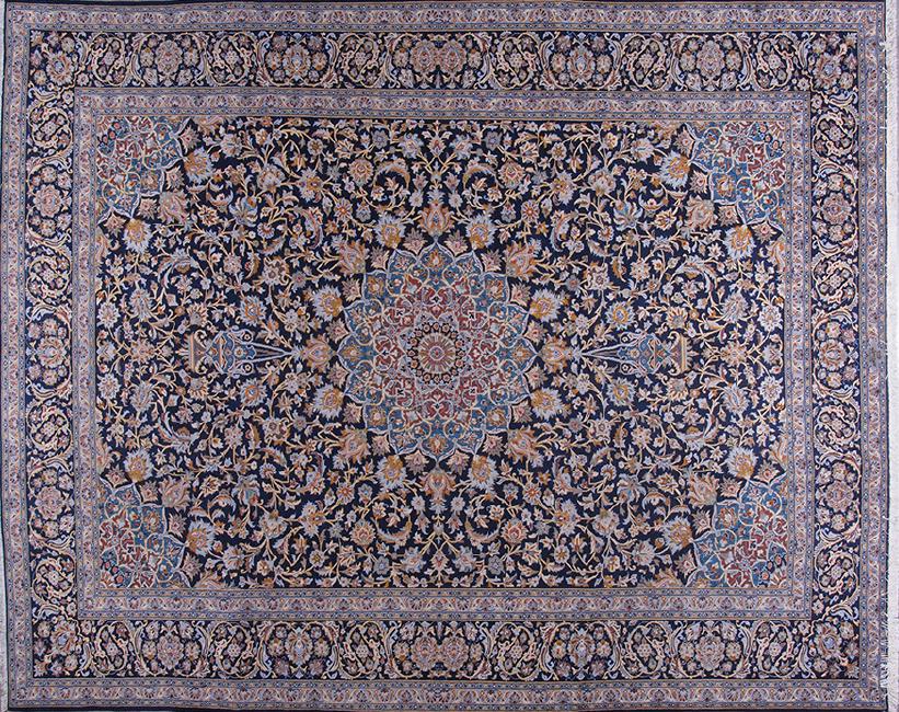 Rare Persian Kashan Panj Rug 12.75 x 10 FT (1 of 5)