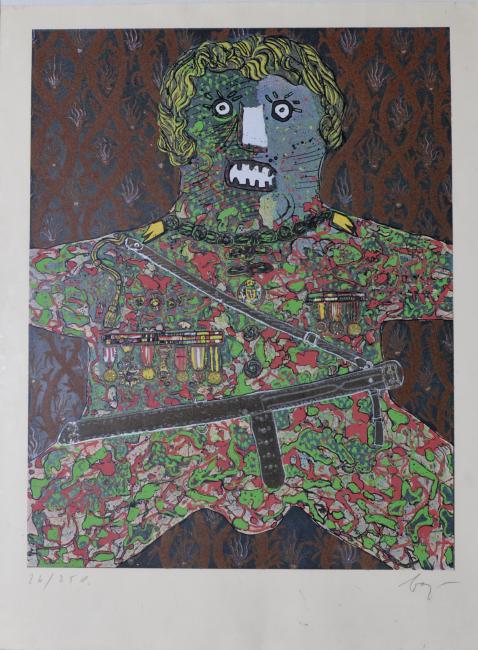 Enrico Baj, "The General, 1972" Lithograph in Colors (1 of 2)