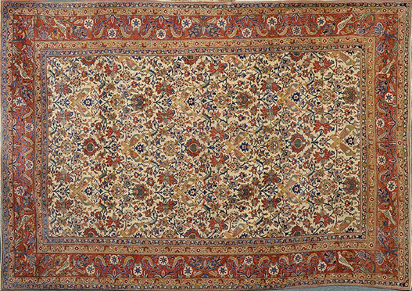 Vintage Iranian Qum Carpet 10 x 7 Ft (1 of 2)