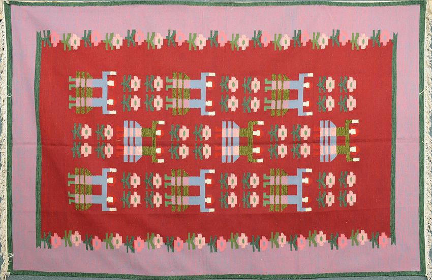 RED & PINK ALBANIAN KILIM 9.75 X 6.5 FT (1 of 2)