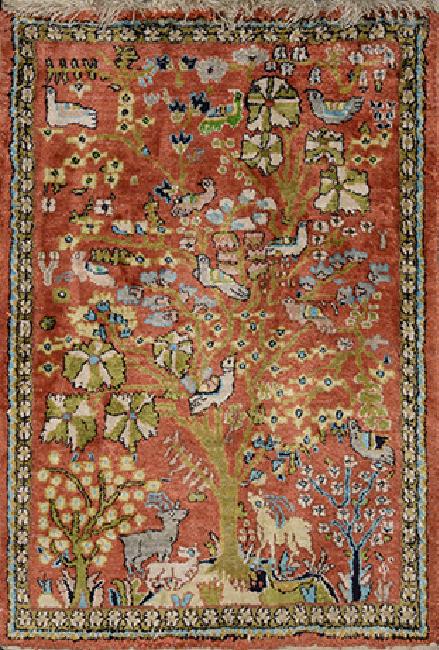 Persian Silk Qum Carpet 2.5 x 1.75 FT (1 of 6)