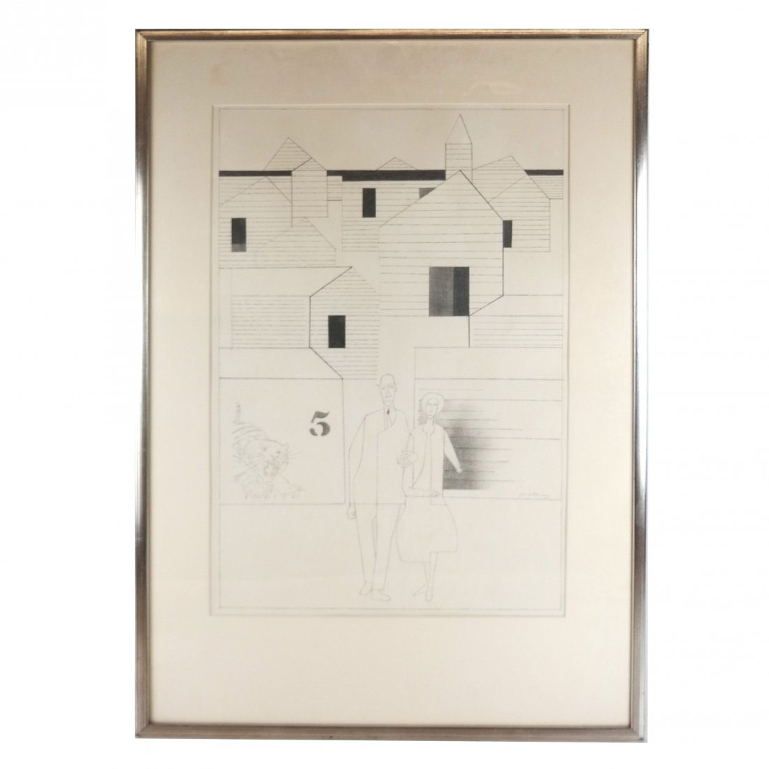 Robert GWATHMEY: "Section of Town" - Drawing, 1969 (1 of 8)