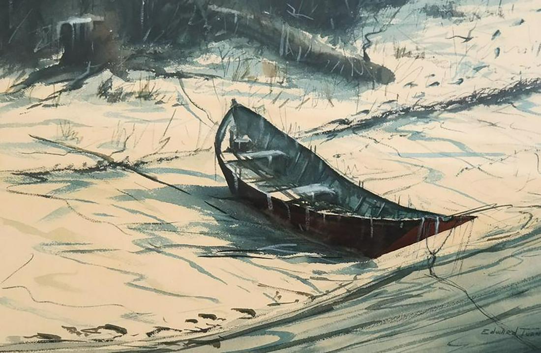 Edward TURNER: Rowboat on Shore - W/C Painting (1 of 5)