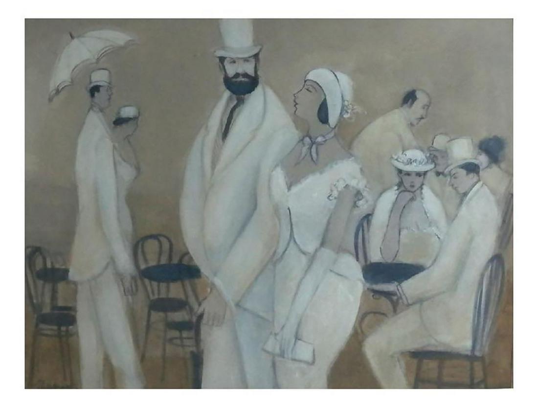 Isaac MAIMON: Paris Cafe - Pastel Painting (1 of 9)