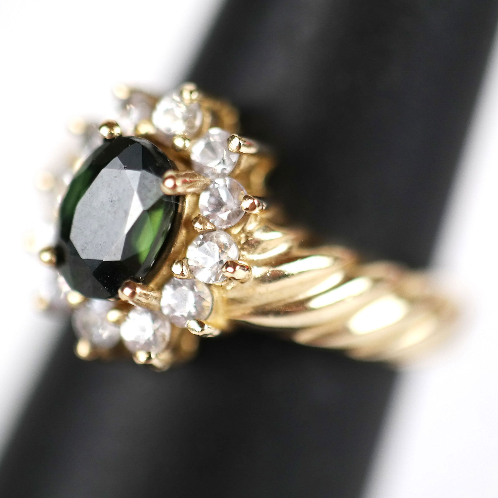 10K Gold, Diamond & Green Garnet Ring (1 of 8)
