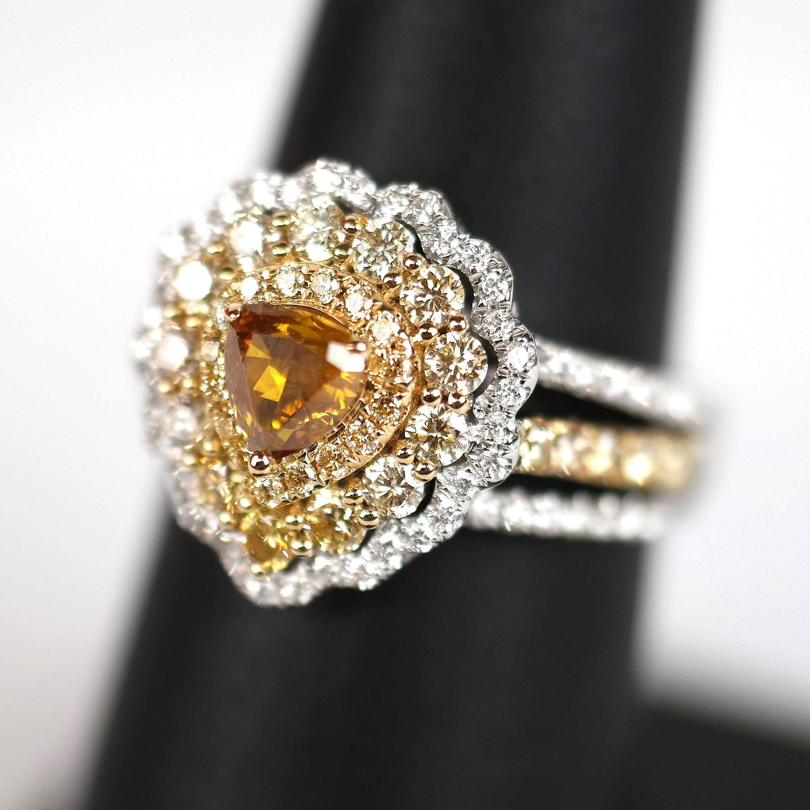 Orange, Yellow and White Diamond Ring (1 of 8)
