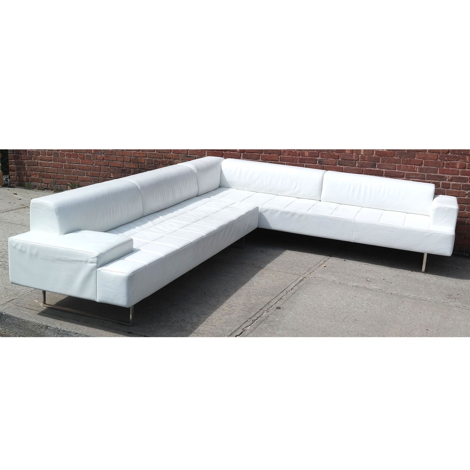 Poltrona Frau White Leather 2-Part Sectional Sofa (1 of 12)