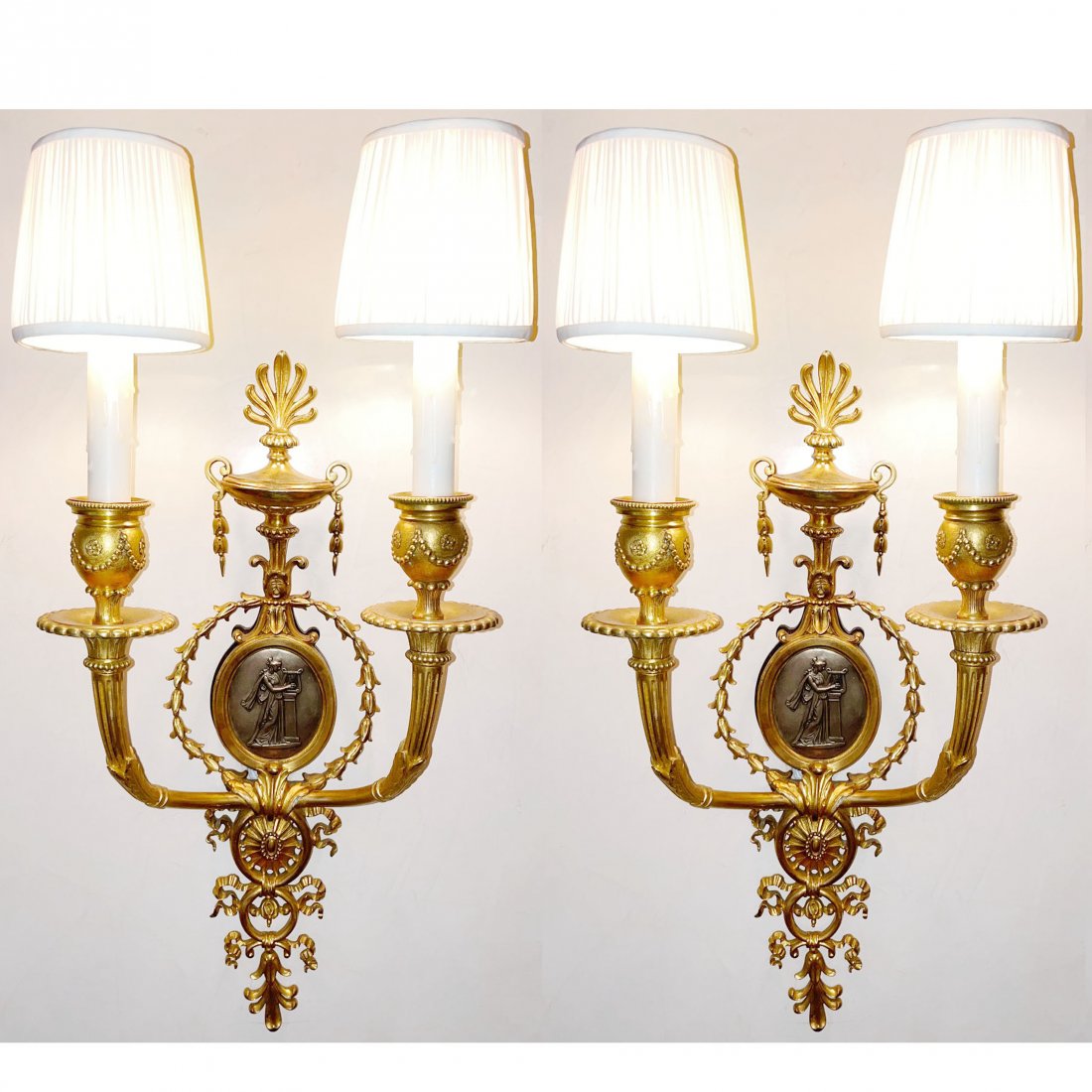 Pair of Caldwell Bronze Louis XVI-Style Sconces (1 of 8)