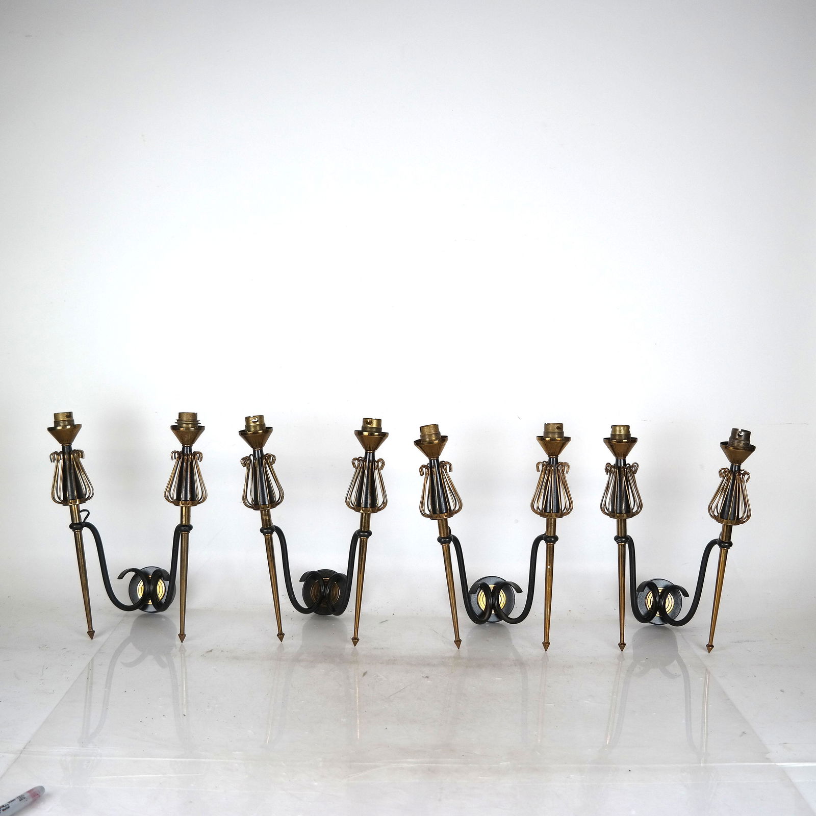 Set of 4 Mid-Century Modern Two-Arm Sconces (1 of 7)