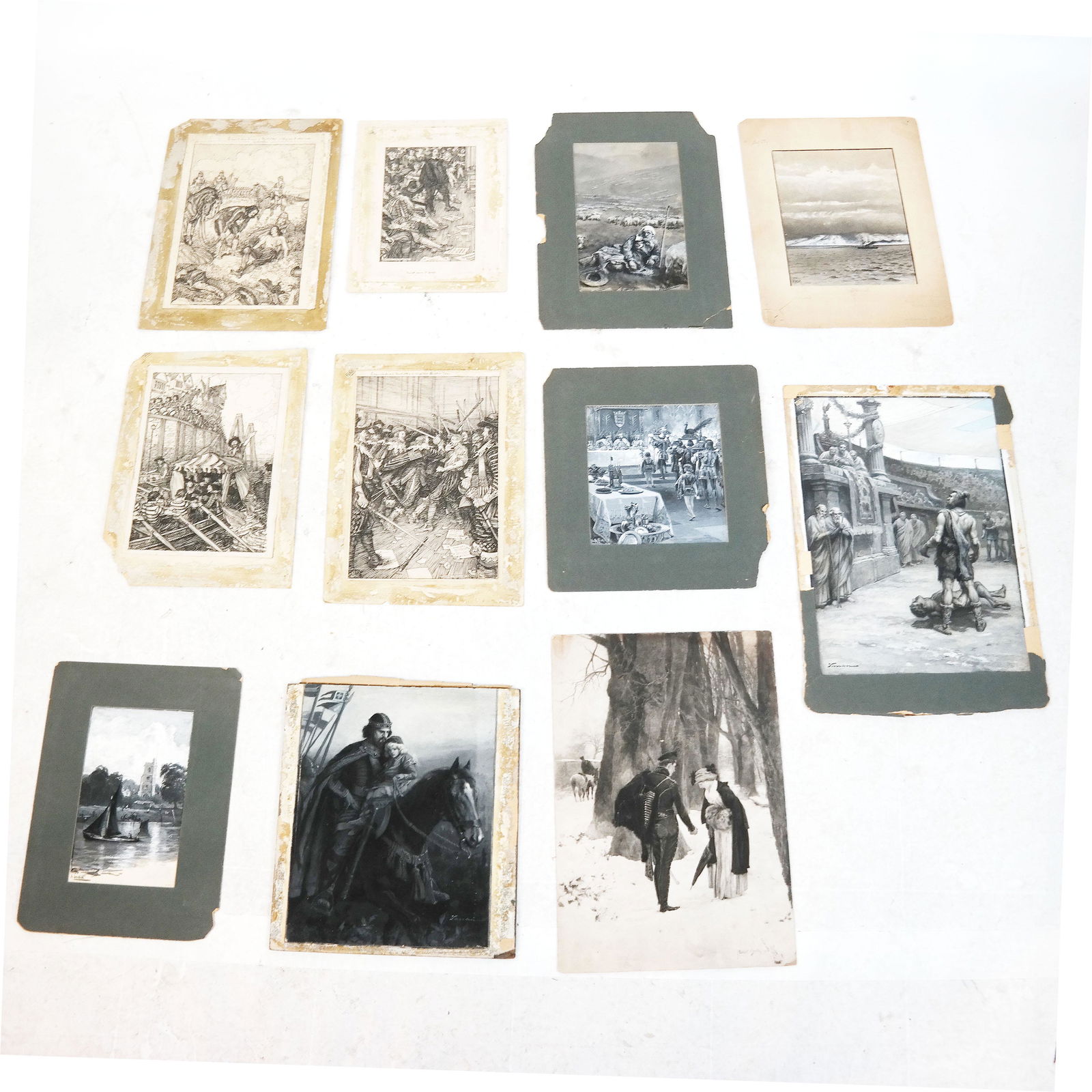 Lot of 11 Black & White Illustrations, Unframed (1 of 18)