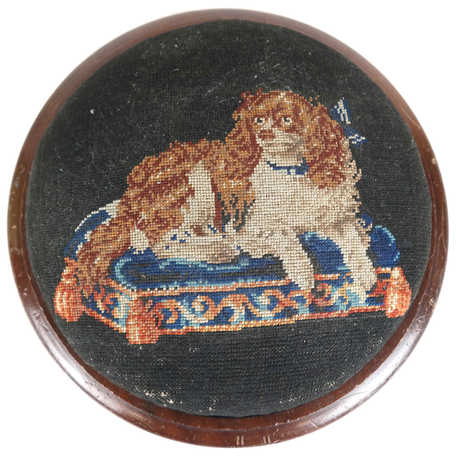 Antique English Needlepoint Footstool (1 of 4)