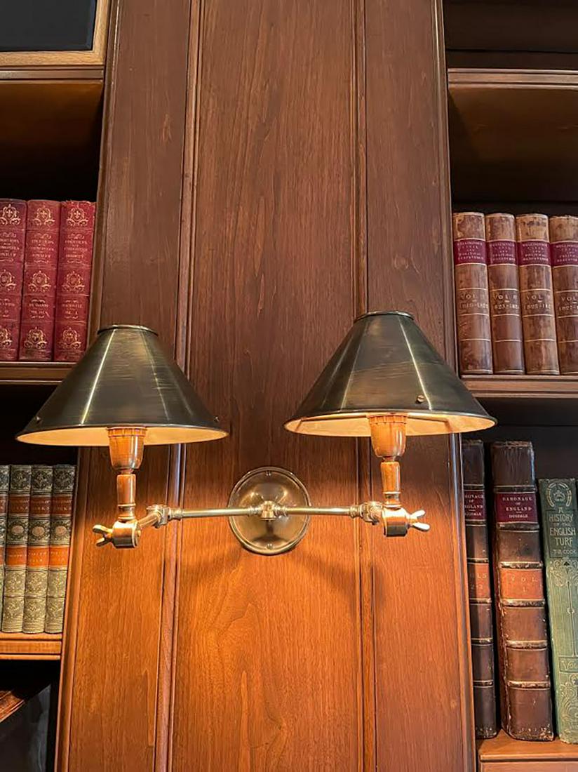 Pair of Brass Two-Arm Swing Sconces (1 of 2)