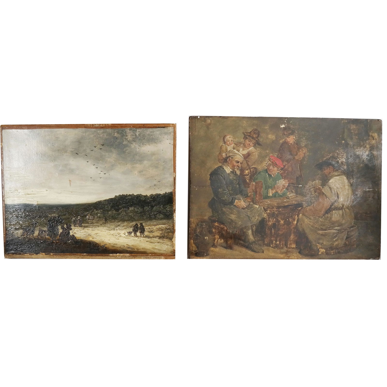 Two Paintings: Card Players, Figures in a Field (1 of 8)
