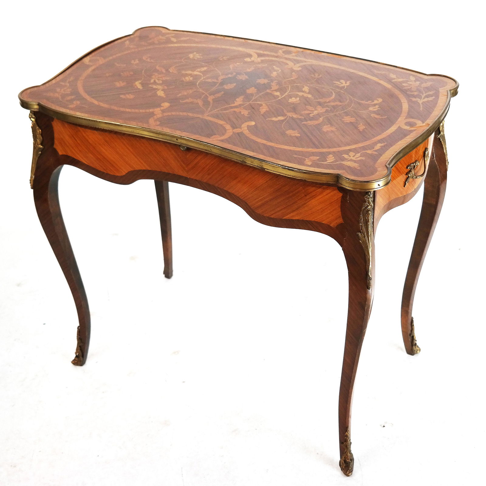 French Inlaid Single Drawer Writing Table (1 of 10)