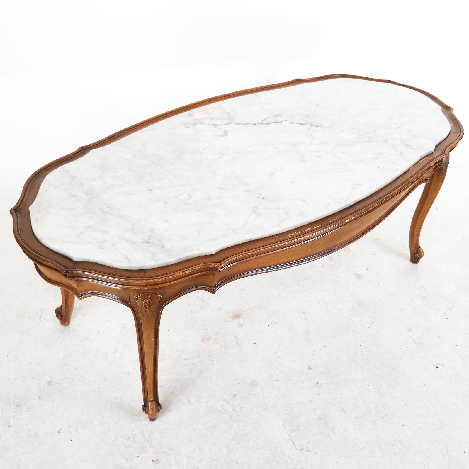 Louis XV-Style Oval Marble Top Coffee Table (1 of 8)