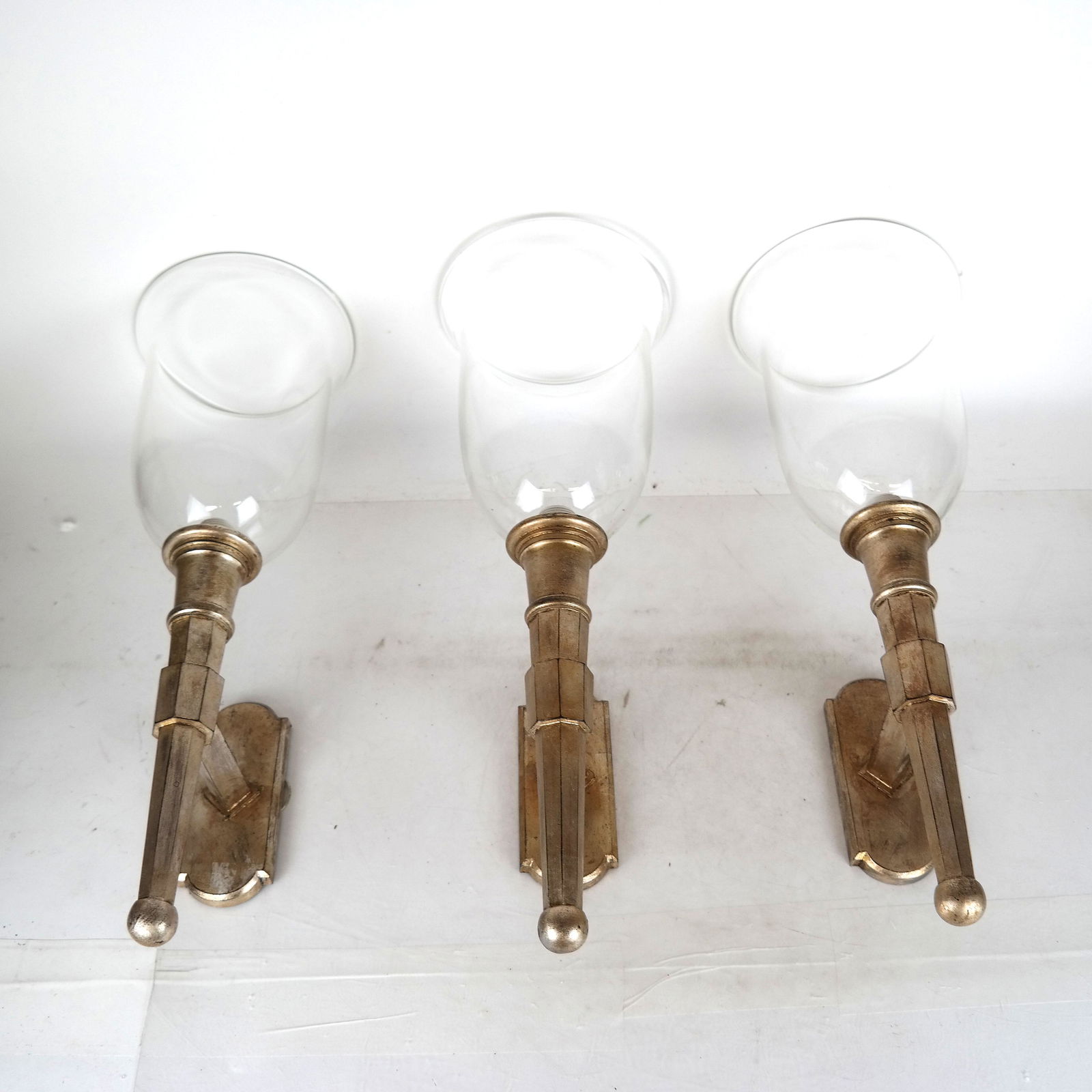 Set of 3 Silvered Metal Art Deco Sconces (1 of 13)