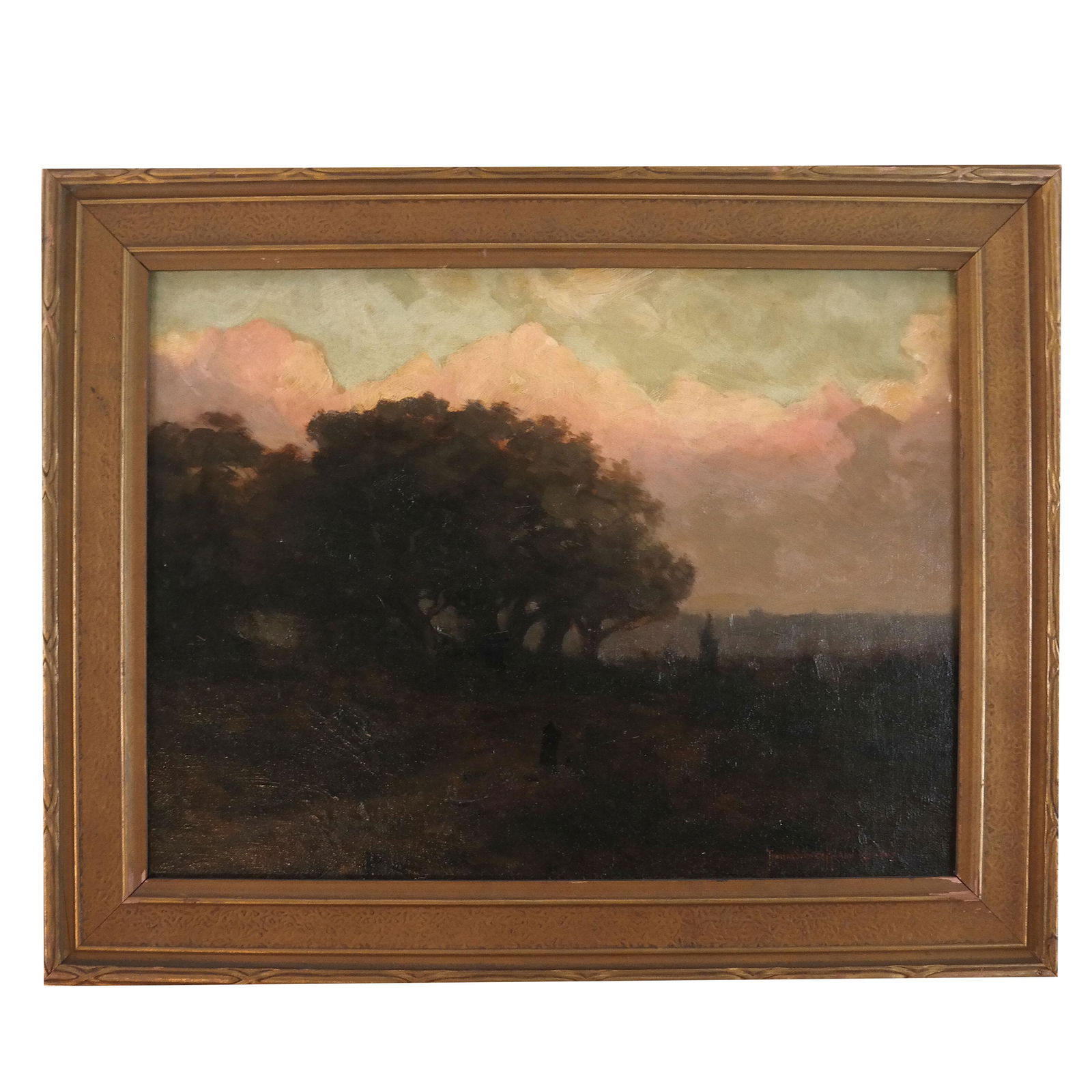 T.S. MORAN: Landscape at Sunset- Oil on Canvas (1 of 5)