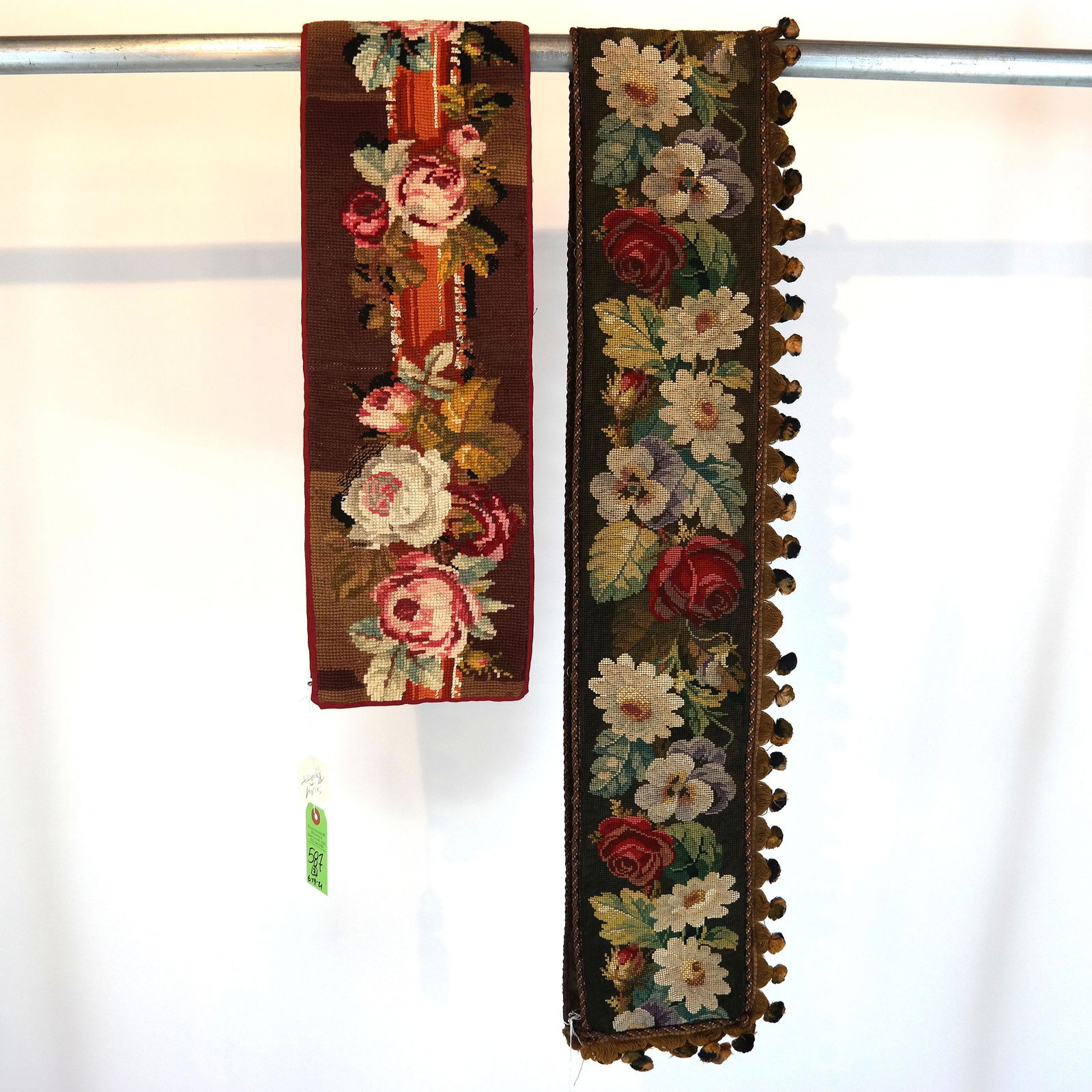 Two Needlepoint Floral Bell Pulls (1 of 8)