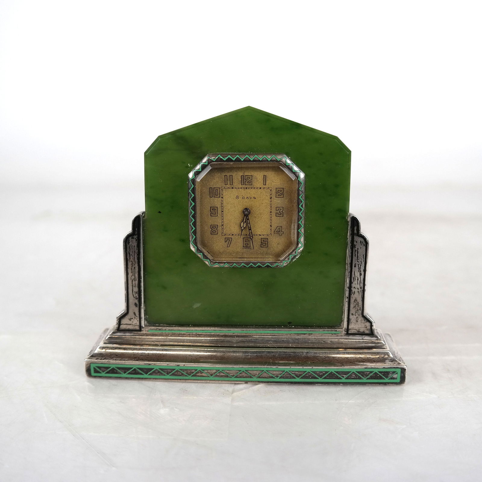 Sterling Silver & Jade Desk Clock (1 of 8)
