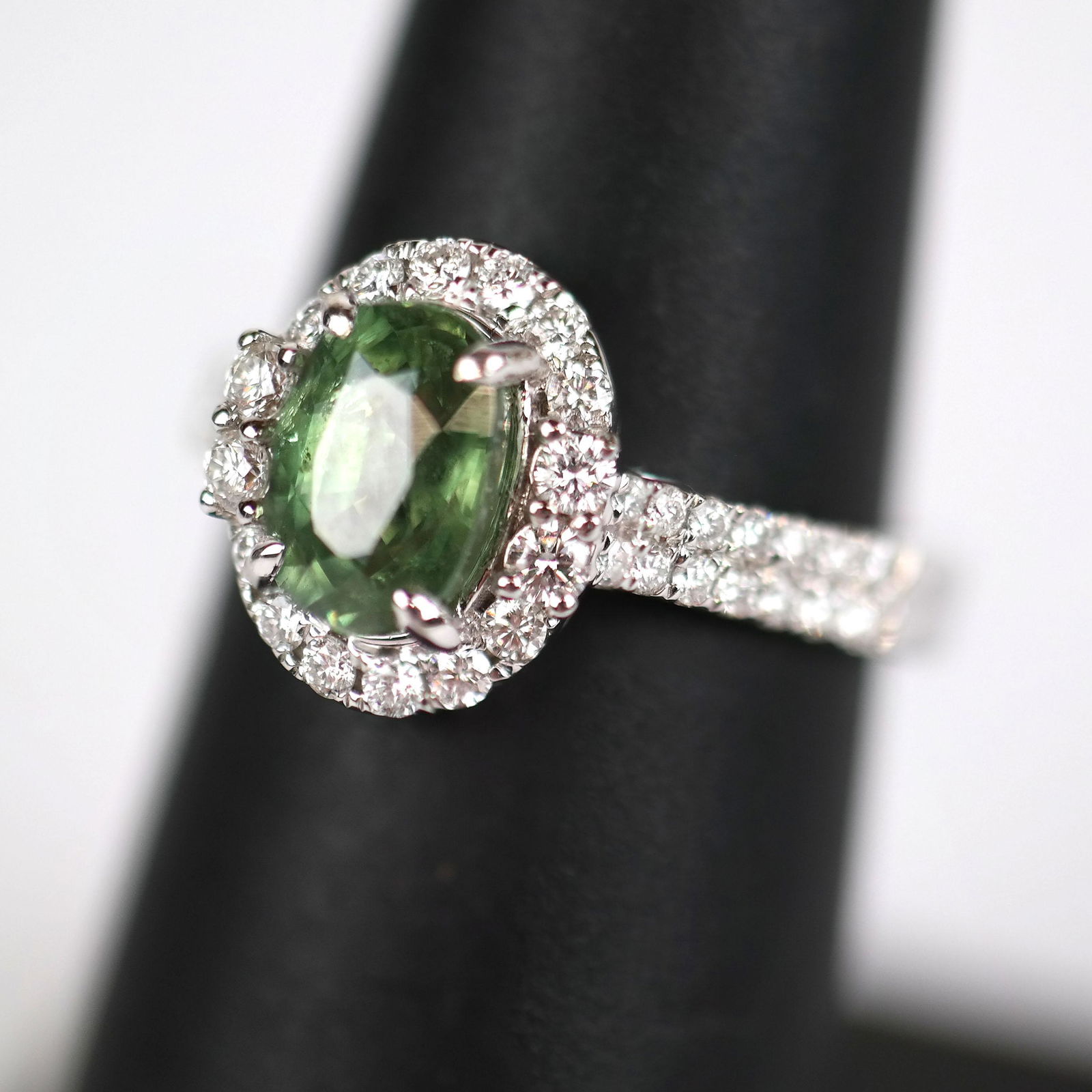 Green Demantoid 7 Diamond Ring (1 of 7)