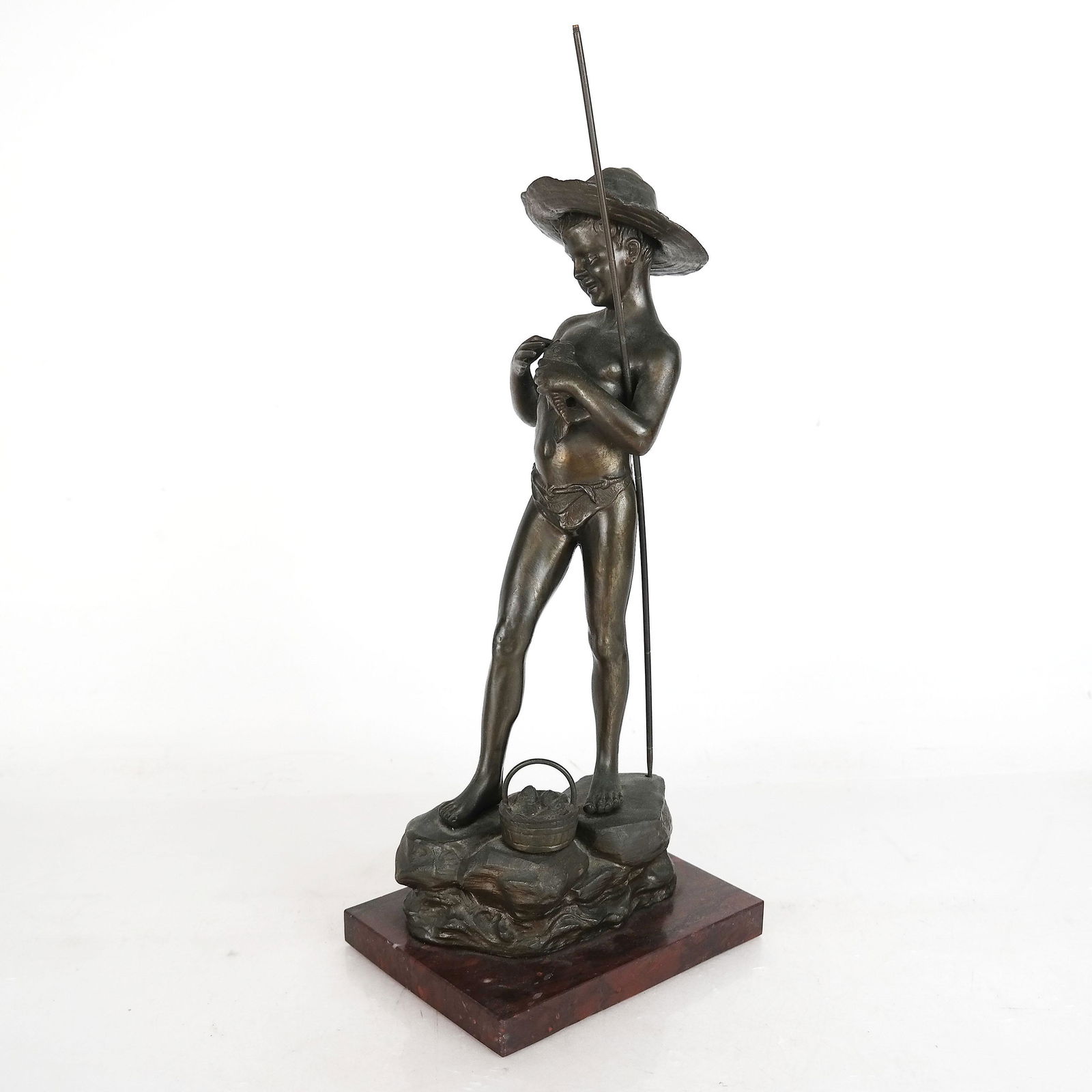 Fishing Boy - Bronze Sculpture, Signed (1 of 7)