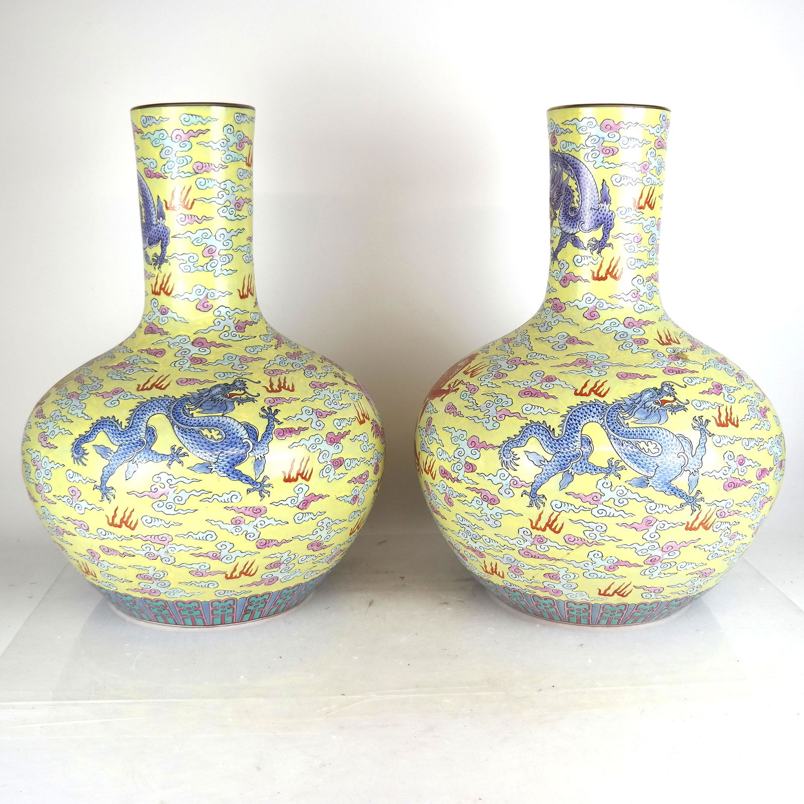 Pair Large Chinese Bottleneck Vases (1 of 6)