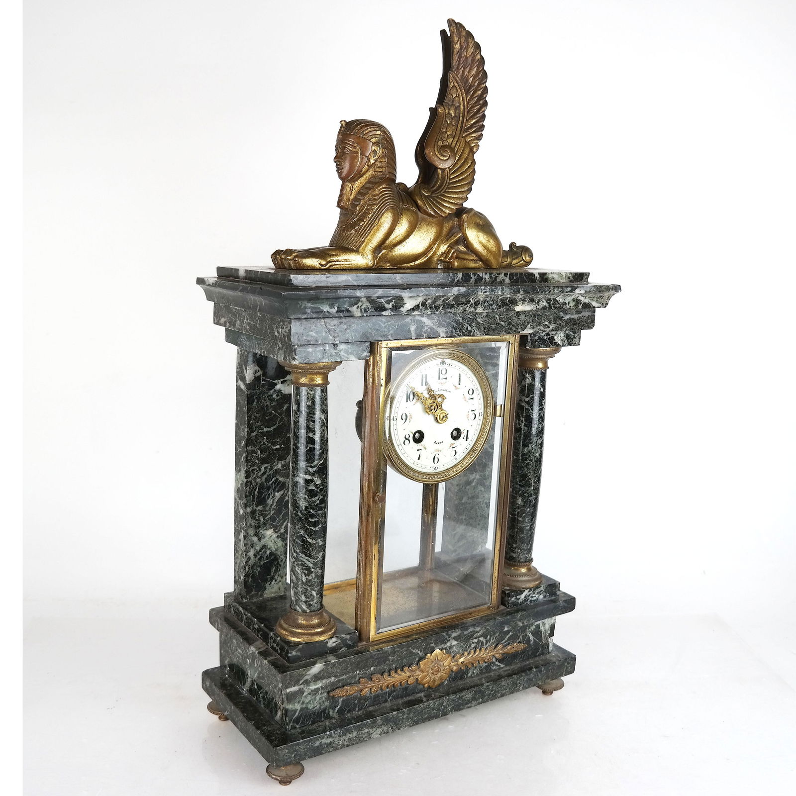 L. Agostina Bronze & Marble Mantel Clock (1 of 8)
