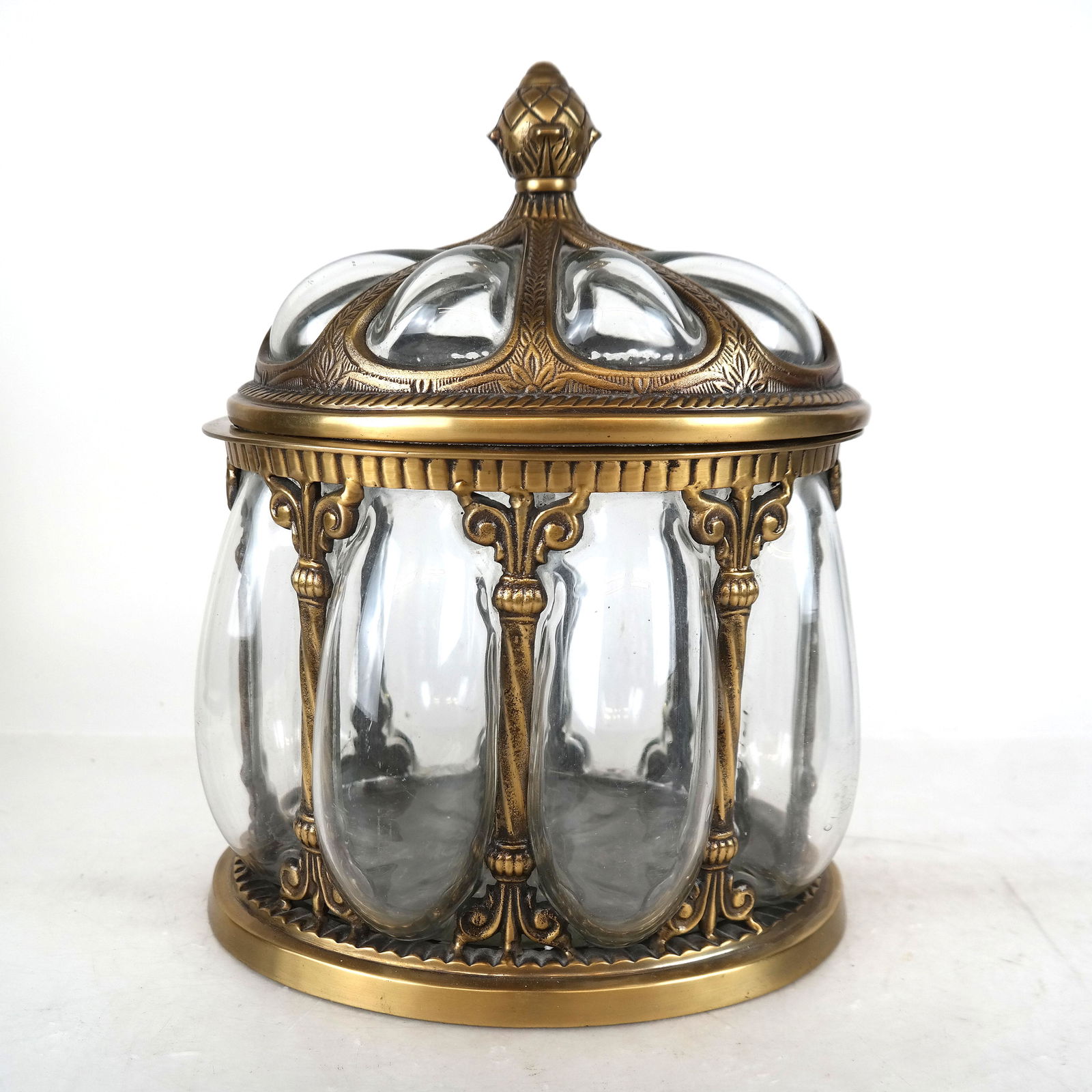 Lobed Glass Bronze Mounted Hinged Lid Jar (1 of 11)