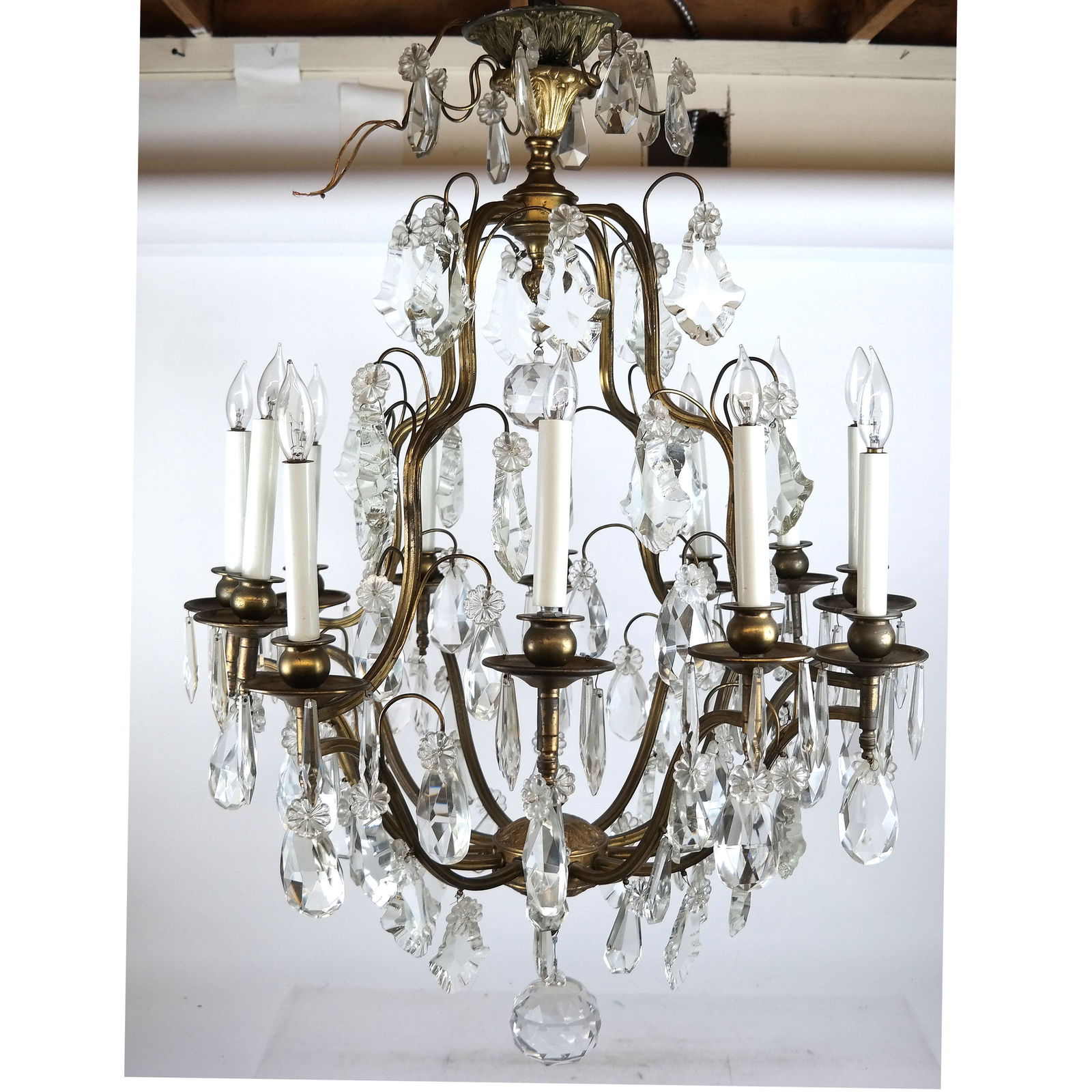 19th C. French Bronze & Crystal Chandelier (1 of 13)