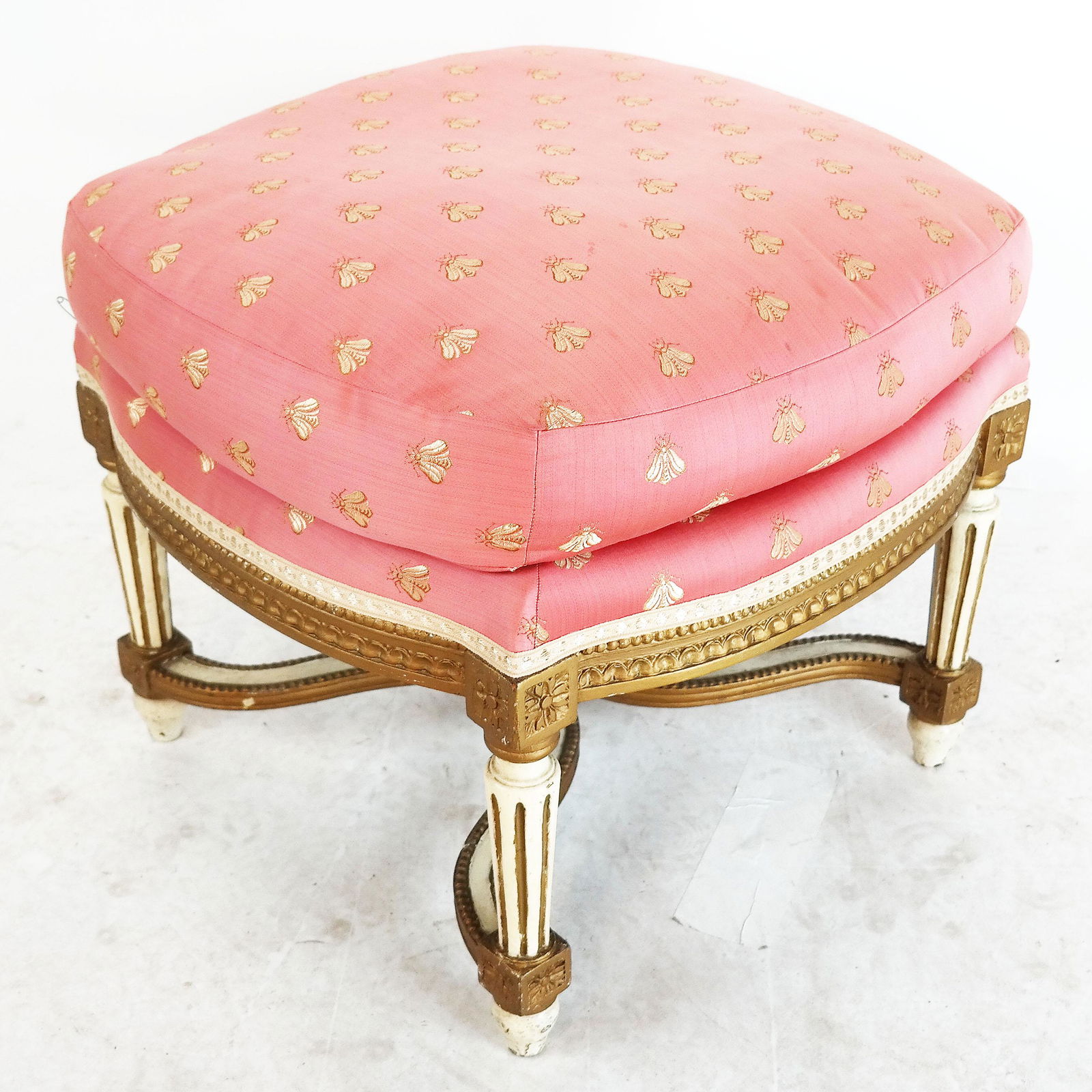 Antique Louis XVI Carved Cream & Gilt Bench (1 of 6)