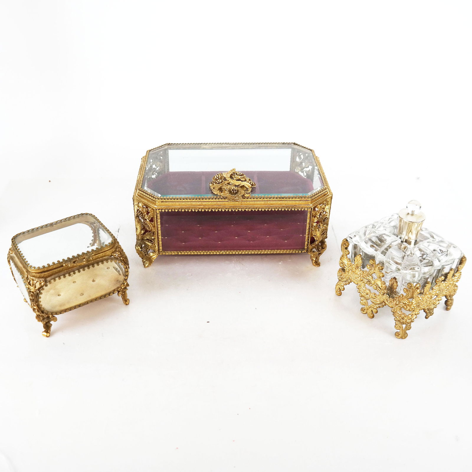 Three Gilt Metal & Glass Boxes (1 of 15)