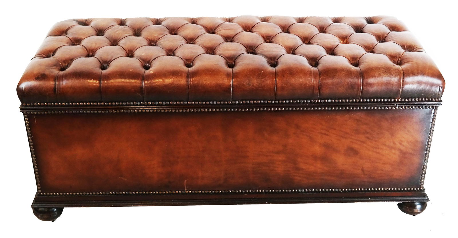 20th C. Leather Upholstered Ottoman/Trunk (1 of 7)